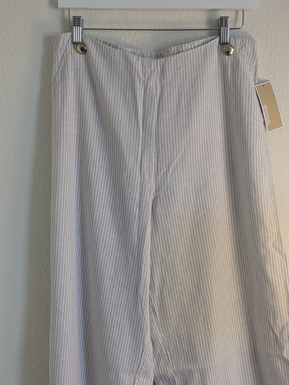 Michael Kors Dune Striped Wide Leg Pants High Rise Pull On Size Large